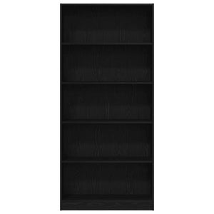 Bokhylla svart ek 80x24x176 cm konstruerat trä