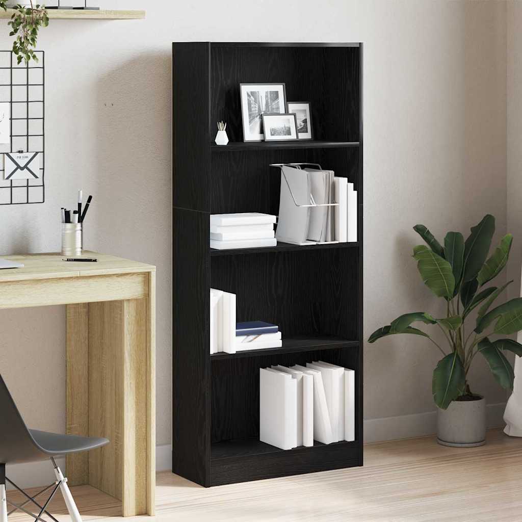 Hyllsystem Svart Ek 60 x 24 x 143 cm Konstruerat trä