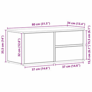TV-skåp med låda Svart Ek 80 x 34 x 36 cm Konstruerat trä