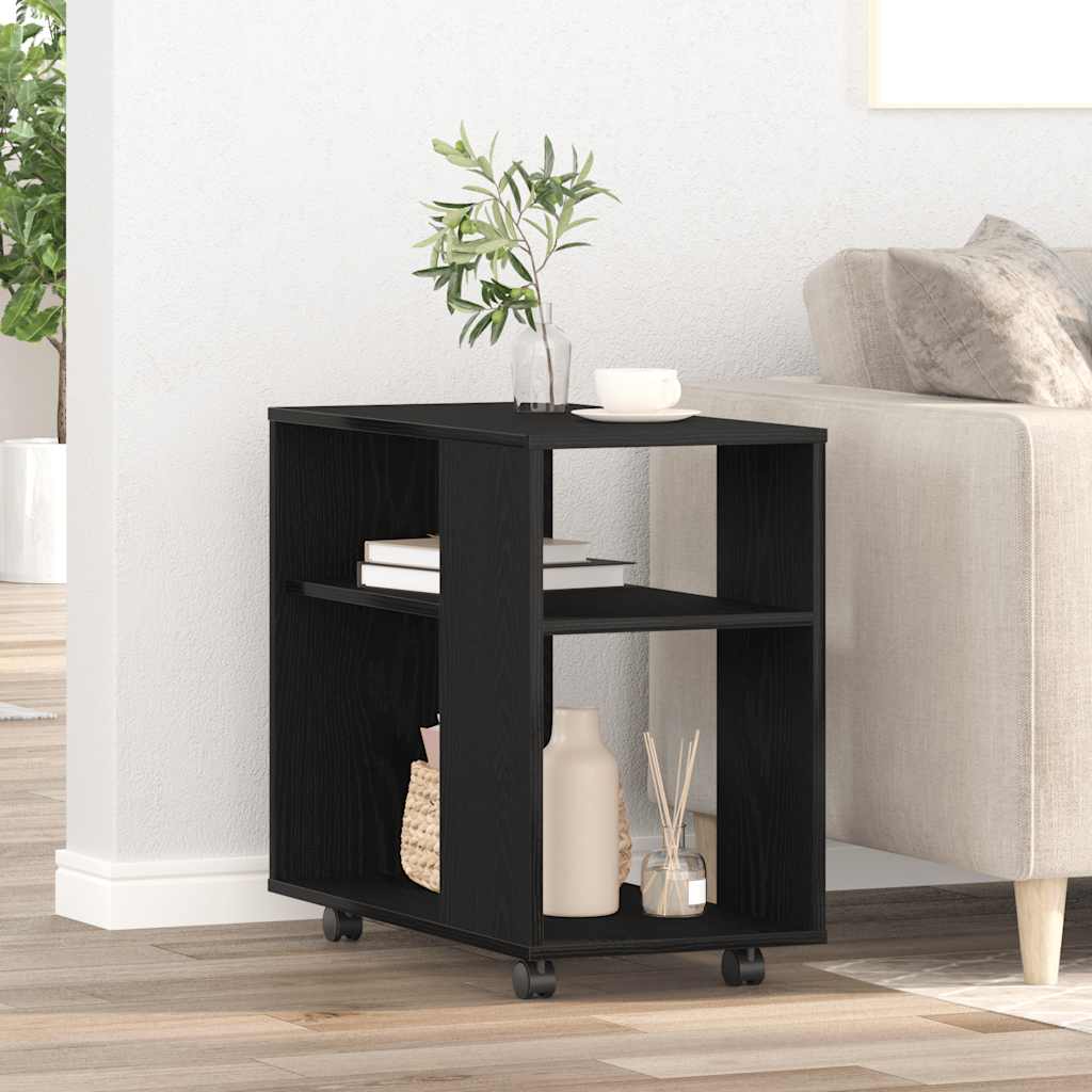 Sidobord svart ek 70x35x60,5 cm konstruerat trä