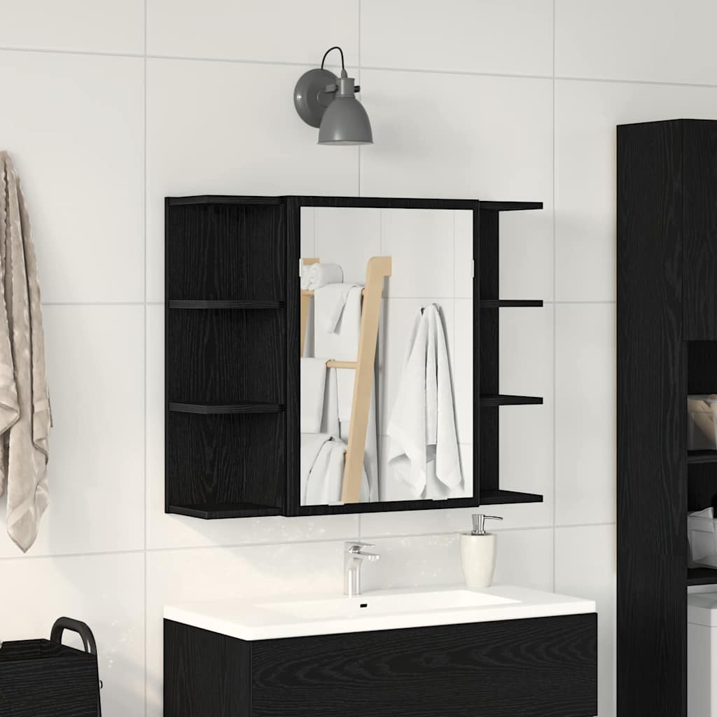 Spegelskåp Svart ek 80 x 20,5 x 64 cm Konstruerat trä