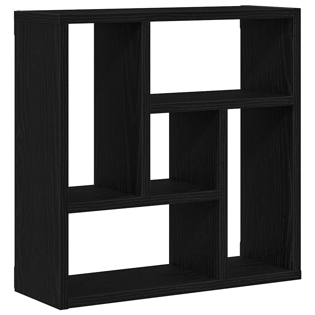 Vägghylla svart ek 45x16x45 cm konstruerat trä