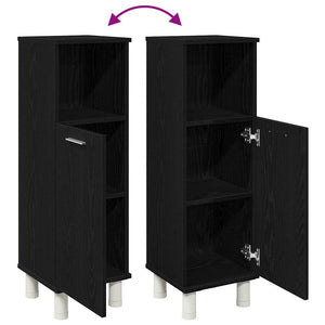 Badrumsskåp med dörr Svart Ek 30 x 30 x 95 cm Konstruerat trä