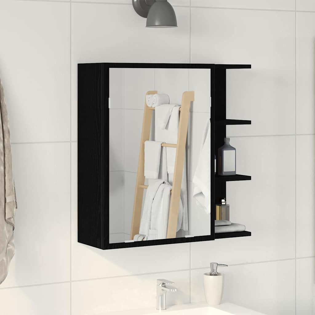 Badrumsspegelskåp Svart Ek 62,5 x 20,5 x 64 cm Konstruerat trä