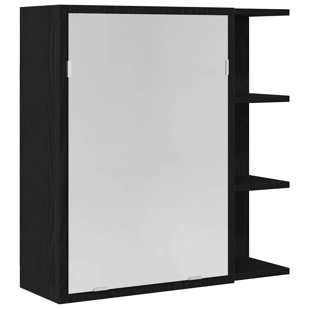 Badrumsspegelskåp Svart Ek 62,5 x 20,5 x 64 cm Konstruerat trä