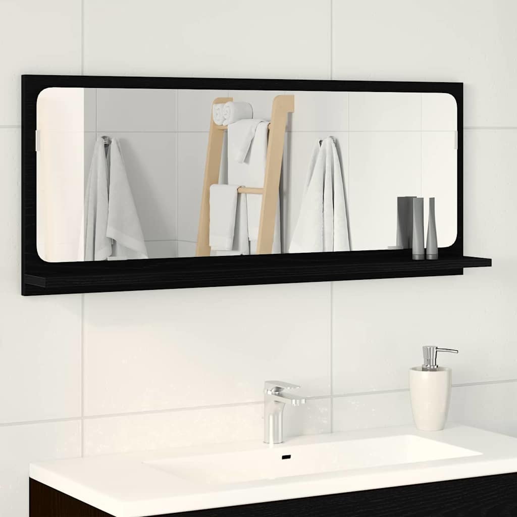 Spegelhylla Svart Ek 90 x 10,5 x 37 cm Konstruerat trä