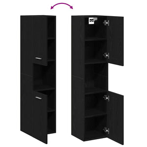 Badrumsskåp med hylla Svart Ek 30 x 30 x 130 cm Konstruerat trä