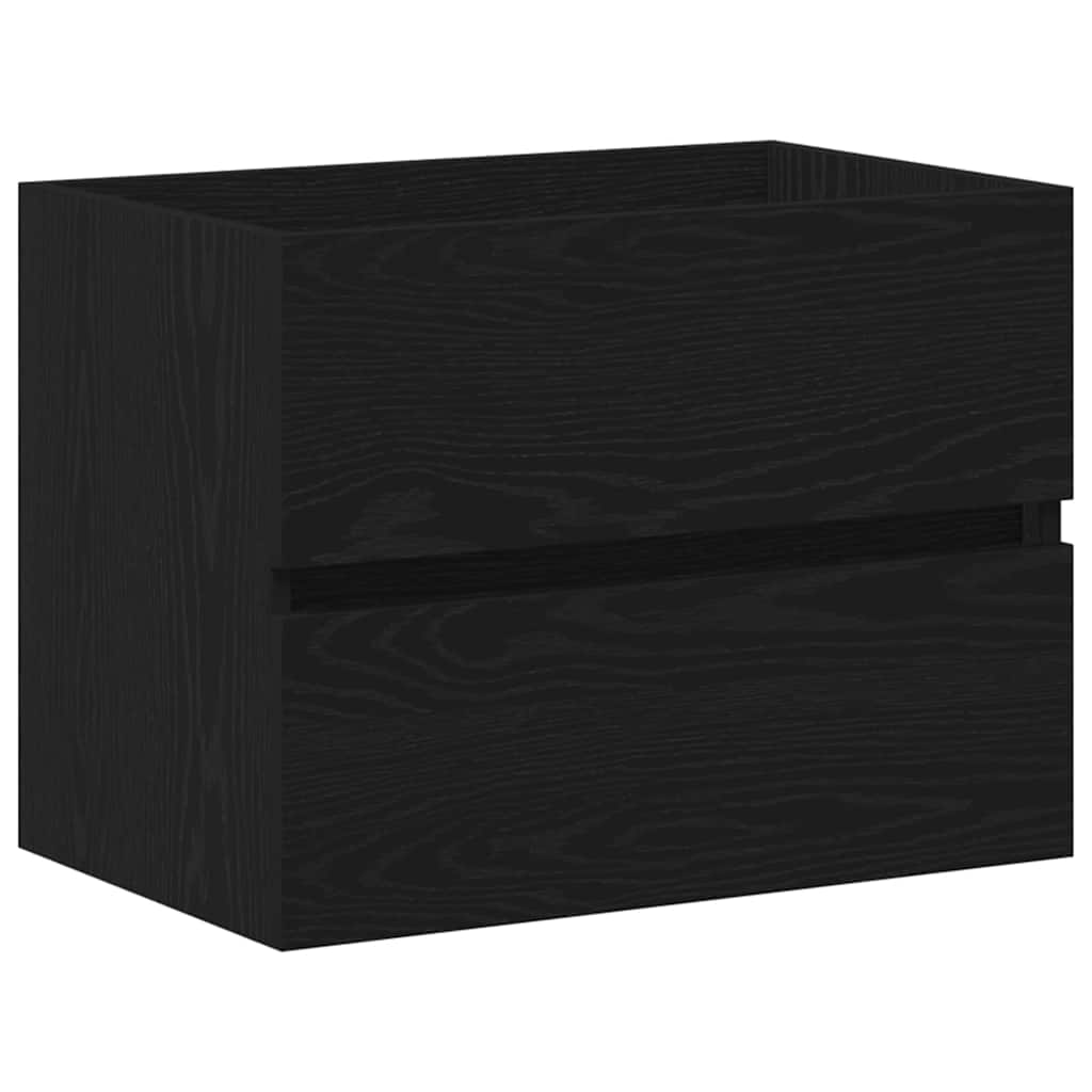 Badrumsskåp med handfat Svart Ek 60 x 38,5 x 45 cm