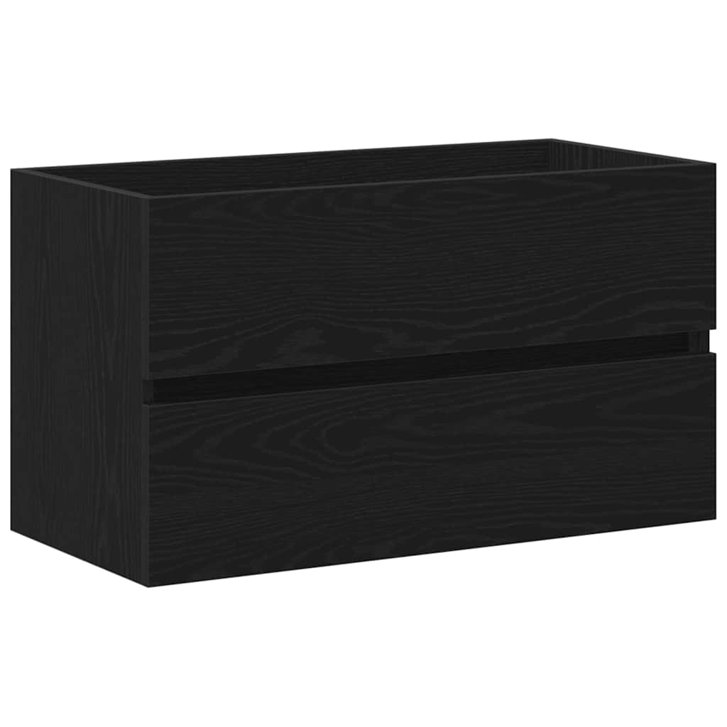 Badrumsskåp med handfat Svart Ek 80 x 38,5 x 45 cm