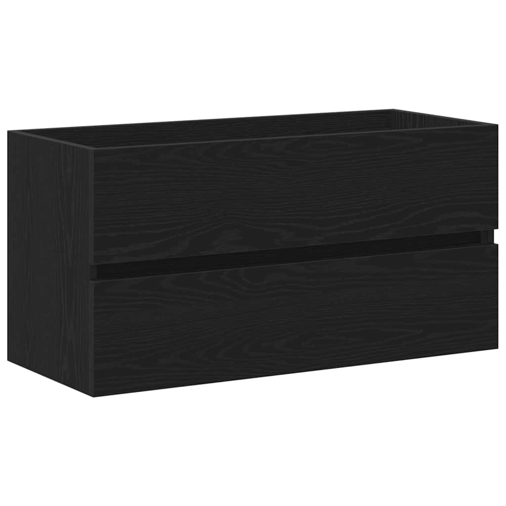 Badrumsskåp med handfat Svart Ek 90 x 38,5 x 45 cm