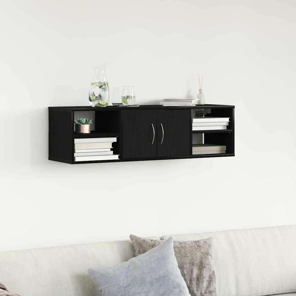 Vägg hylla Väggmonterat Svart Ek 102 x 30 x 29 cm