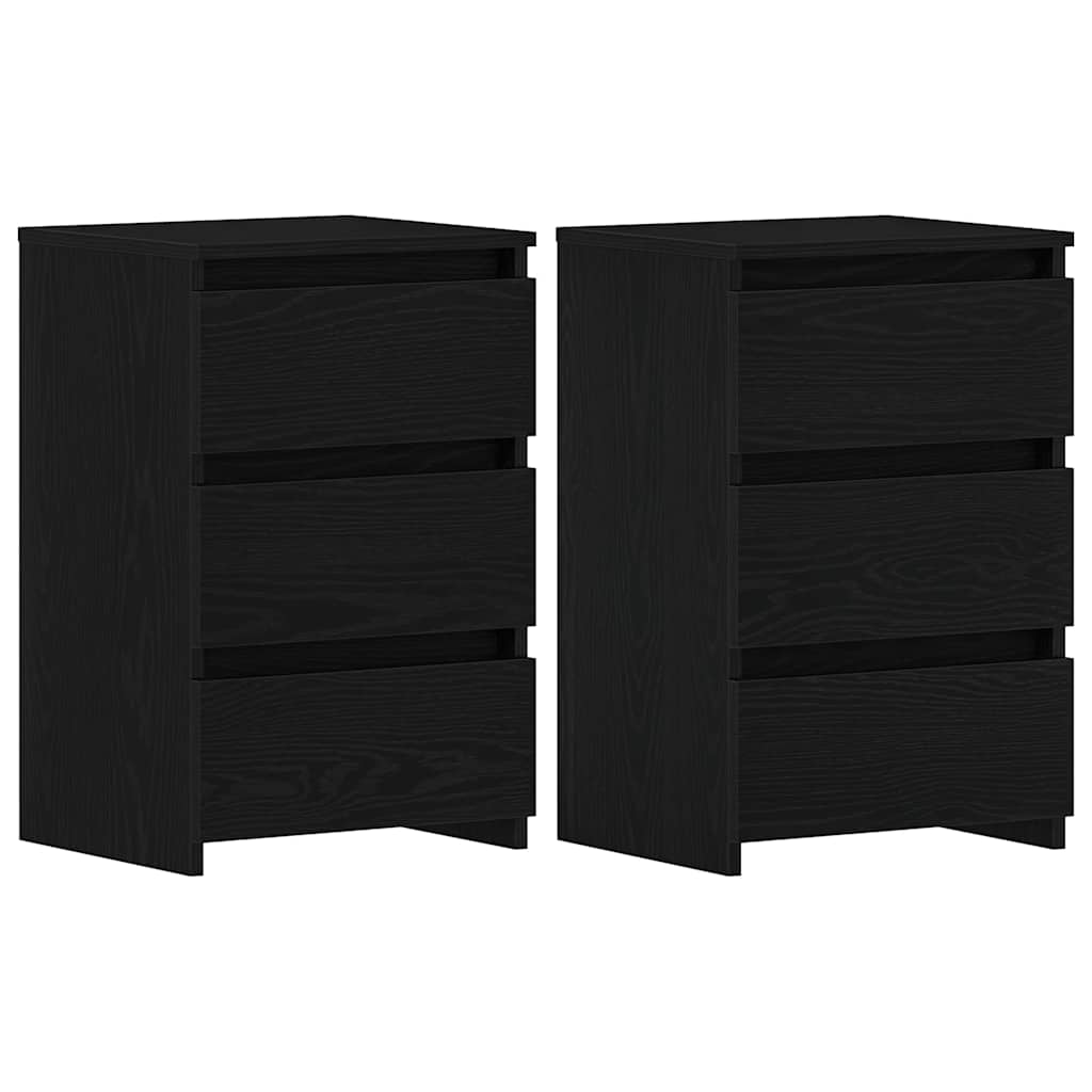 Nattduksbord 2 pcs Svart Ek 40 x 35 x 62,5 cm Konstruerat trä