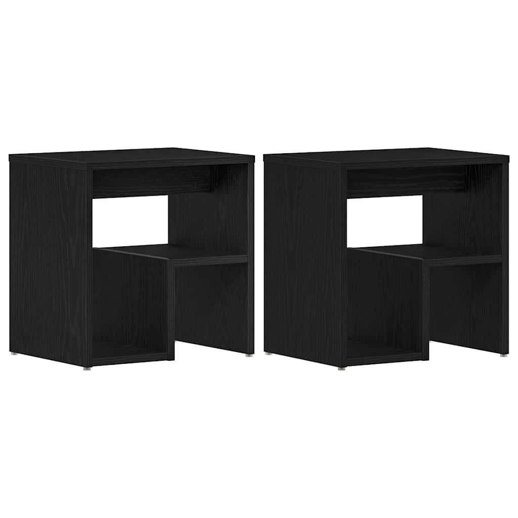 Nattduksbord 2 pcs Svart Ek 40 x 30 x 40 cm Konstruerat trä