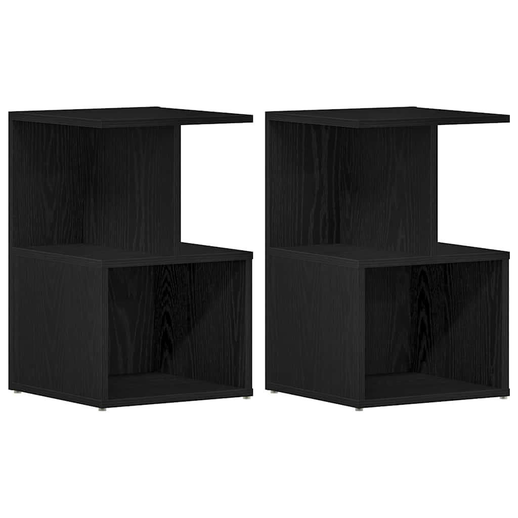 Nattduksbord 2 pcs Svart Ek 35 x 35 x 55 cm Konstruerat trä