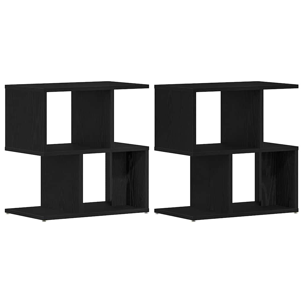 Nattduksbord 2 pcs Svart Ek 50 x 30 x 51,5 cm Konstruerat trä