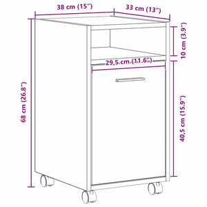 Hjulad Sidogarderob Svart Ek 33 x 38 x 60 cm Konstruerat trä