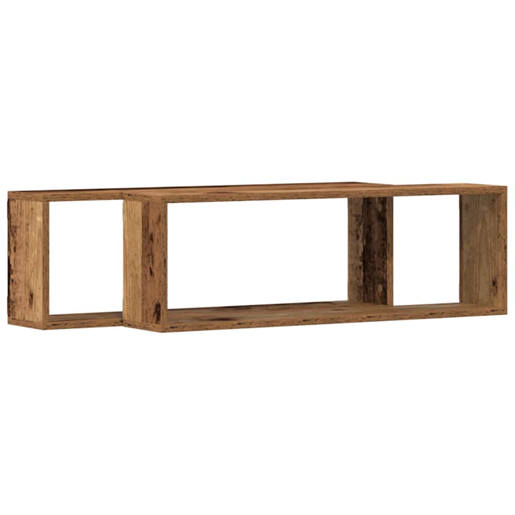 Vägg hyllor 2 st Gammalt trä 80 x 15 x 26 cm Konstruerat trä