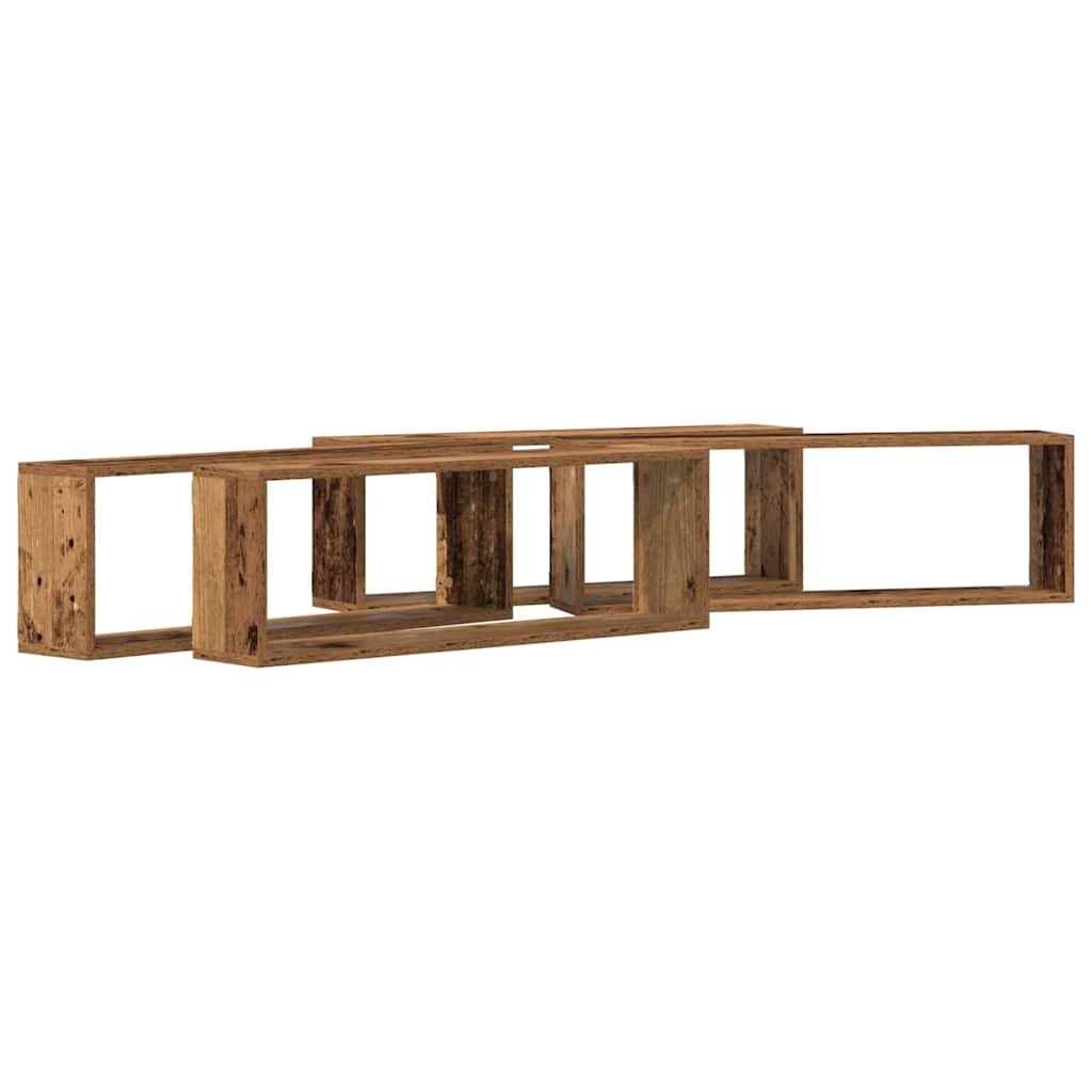 Vägg hyllor 4 st Gammalt trä 80 x 15 x 26 cm Konstruerat trä