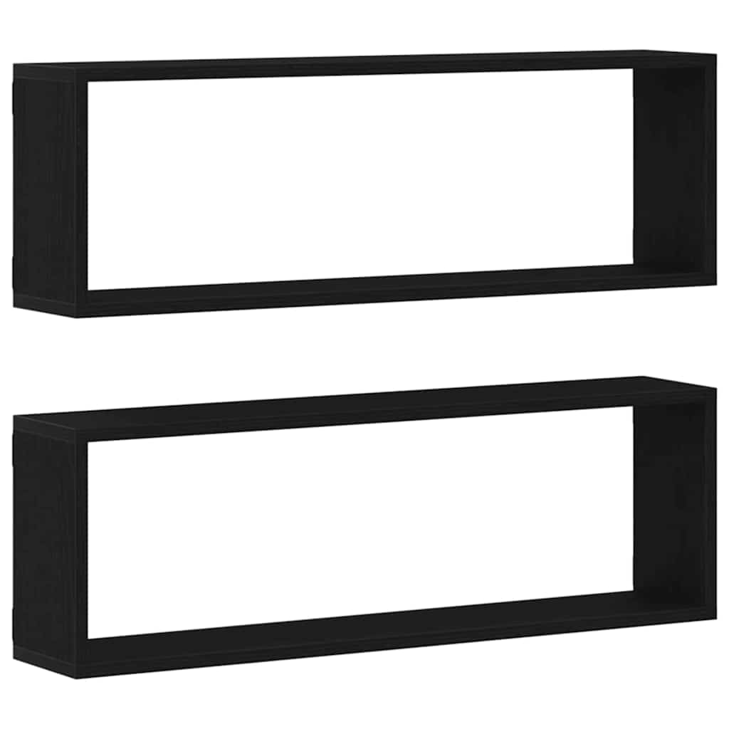 Vägg hyllor 2 st Svart Ek 80 x 15 x 26 cm Konstruerat trä