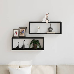 Vägghyllor 2 pcs Svart ek 60 x 15 x 23 cm Konstruerat trä