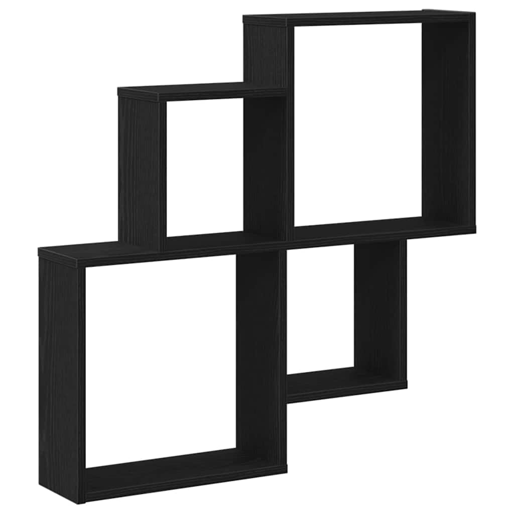 Vägg hylla Väggmonterat Svart Ek 80 x 15 x 78,5 cm