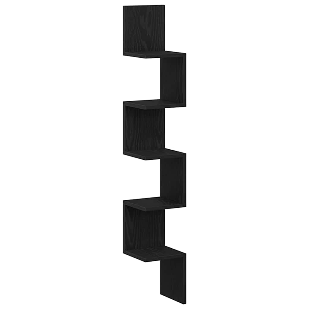 Hörnhylla Väggmonterat Svart Ek 20 x 20 x 127,5 cm