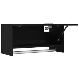 Garderob med låda Svart Ek 70 x 32,5 x 35 cm Konstruerat trä