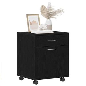 Rullhurts med hjul Svart ek 45 x 38 x 54 cm Konstruerat trä