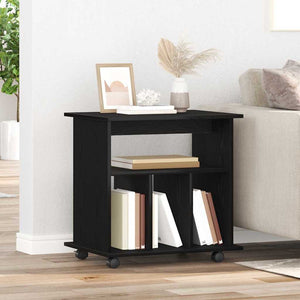 Rullande skåp med hjul Svart Ek 60 x 45 x 55 cm Konstruerat trä