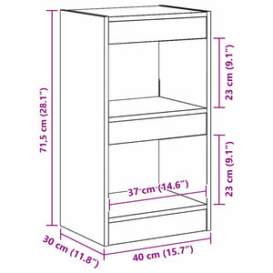 Bokskåp Svart Ek 40 x 30 x 71,5 cm Konstruerat trä