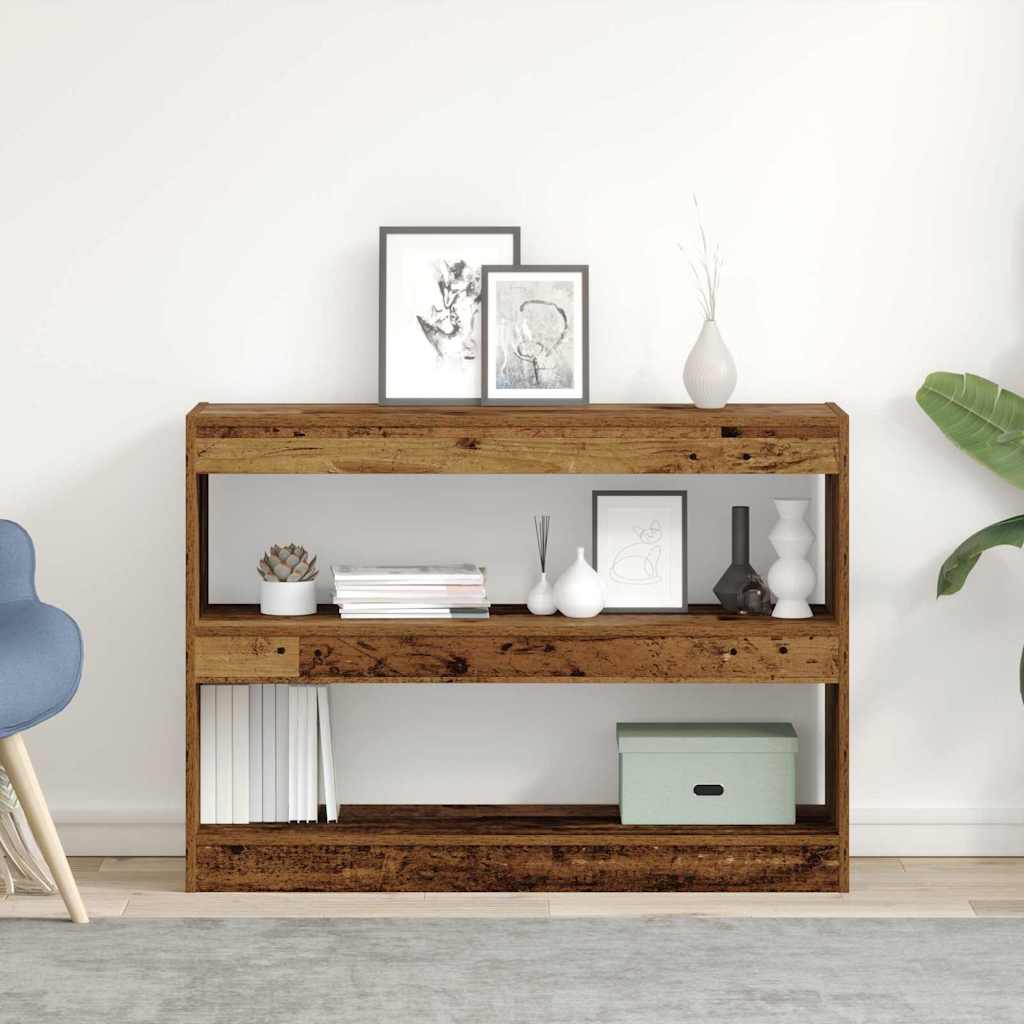 Bokhylla 2 nivåer 100 x 30 x 72 cm Konstruerat trä Gammalt trä