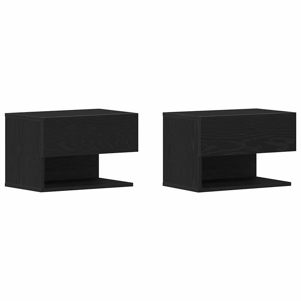 Nattduksbord 2 pcs Svart Ek 46 x 30 x 30 cm Konstruerat trä