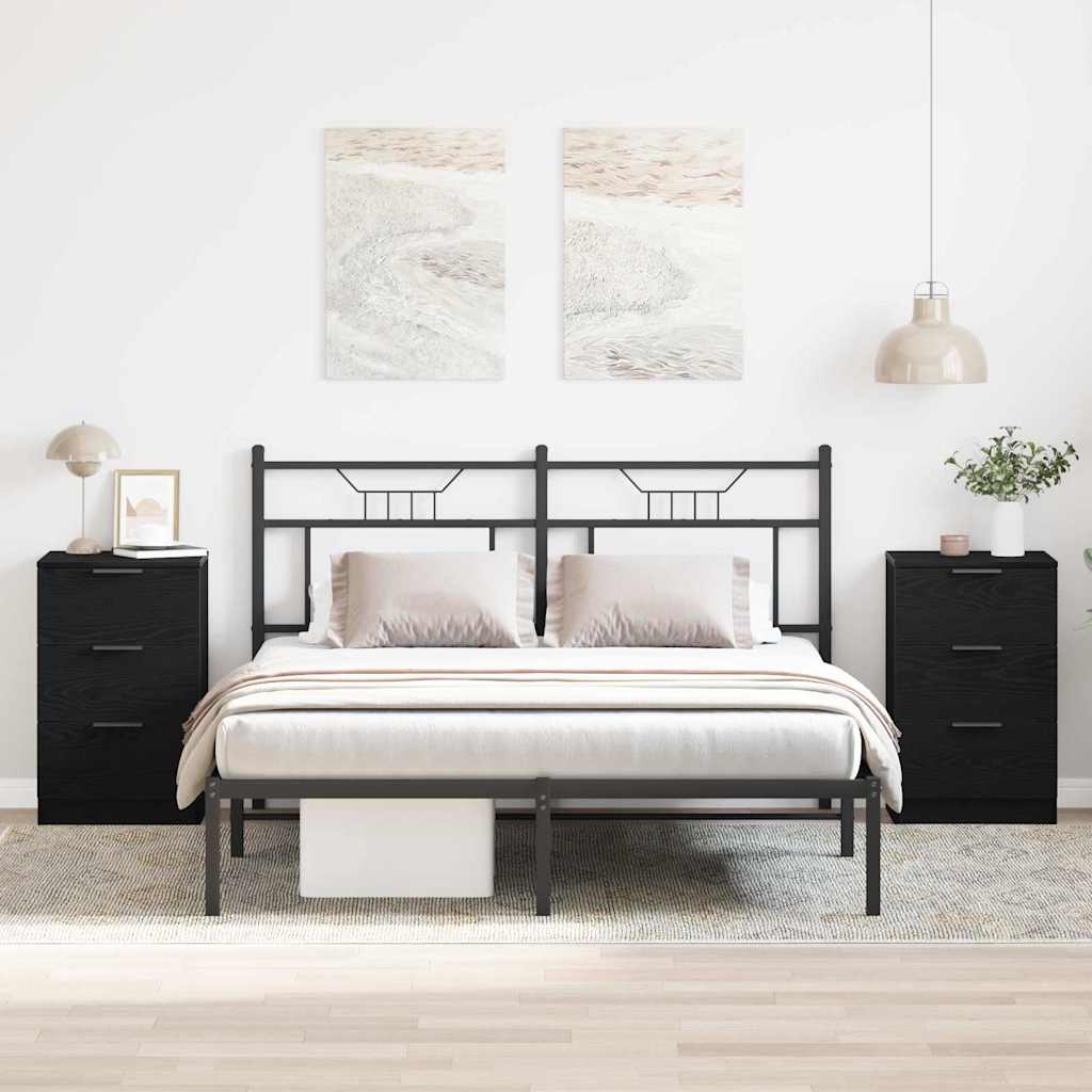 Nattduksbord 2 pcs Svart Ek 40 x 65 x 65 cm Konstruerat trä