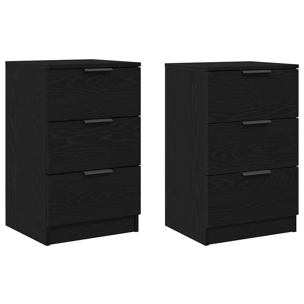 Nattduksbord 2 pcs Svart Ek 40 x 65 x 65 cm Konstruerat trä
