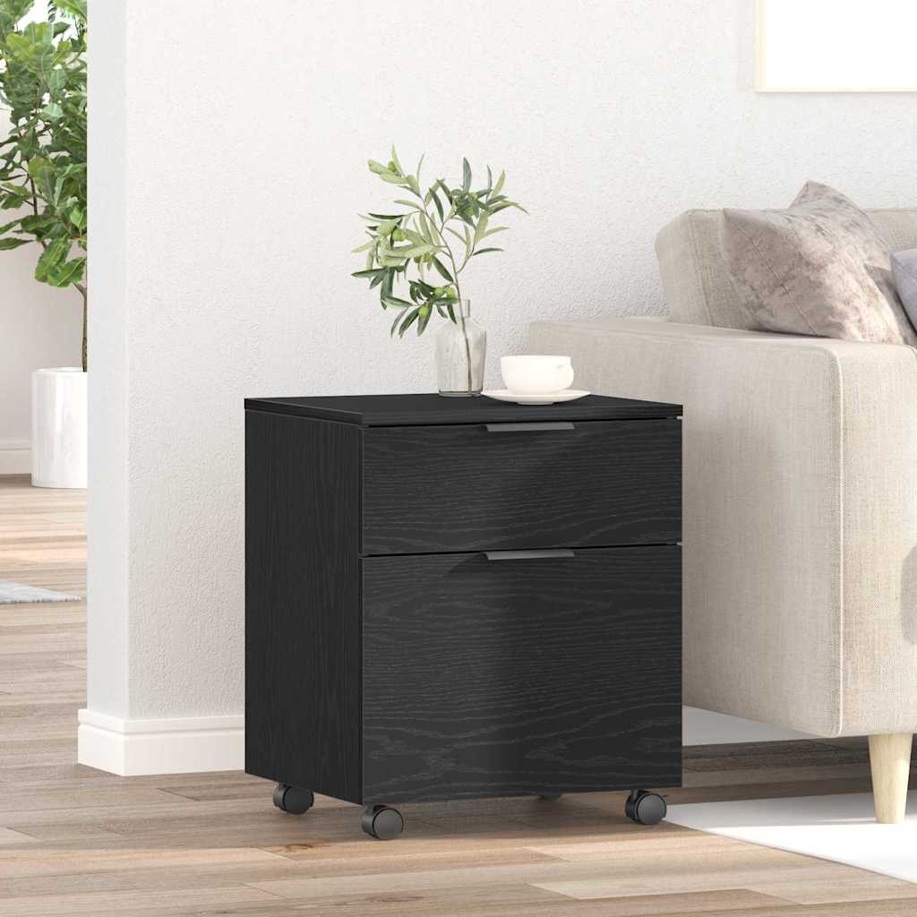 Arkivkåp med låda Svart Ek 45 x 38 x 54 cm Konstruerat trä