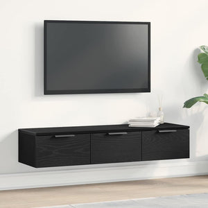 Väggskåp med låda Svart Ek 102 x 30 x 20 cm Konstruerat trä