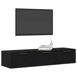 Väggskåp med låda Svart Ek 102 x 30 x 20 cm Konstruerat trä