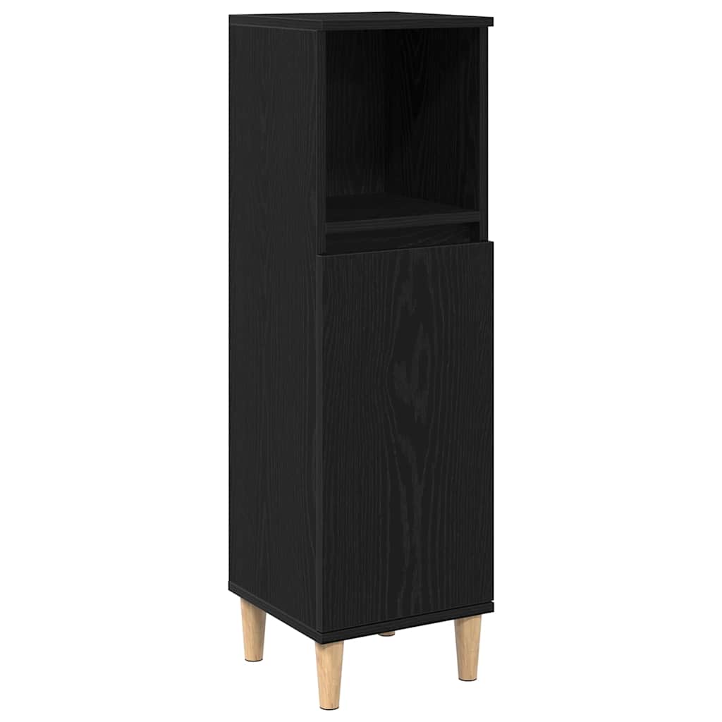 Badrumsskåp Svart Ek 30 x 30 x 100 cm Konstruerat trä