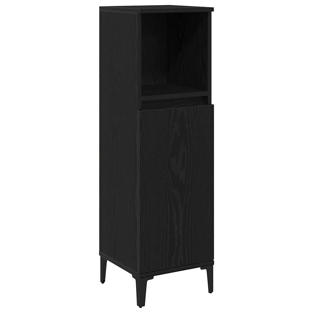Badrumsskåp Svart Ek 30 x 30 x 100 cm Konstruerat trä