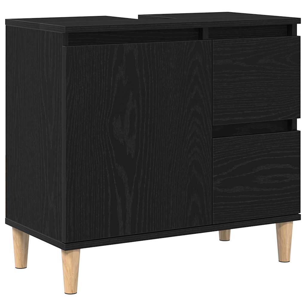 Badrumsskåp Svart Ek 65 x 33 x 60 cm Konstruerat trä