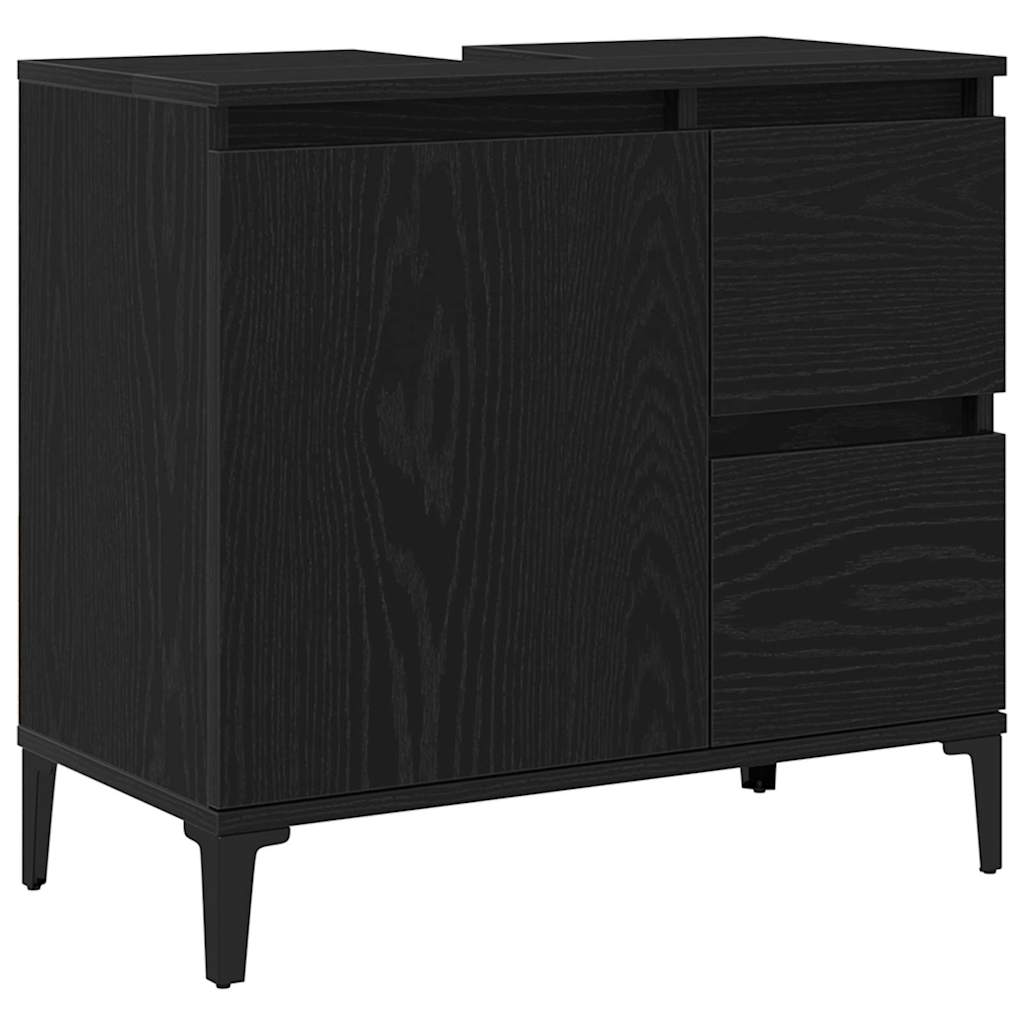 Badrumsskåp Svart Ek 65 x 33 x 60 cm Konstruerat trä