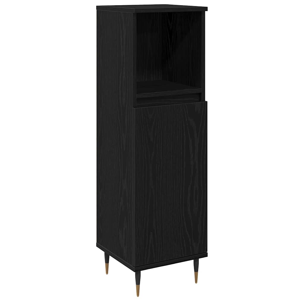 Badrumsskåp Svart Ek 30 x 30 x 100 cm Konstruerat trä