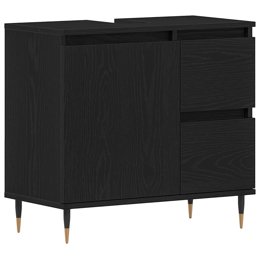 Badrumsskåp Svart Ek 65 x 33 x 60 cm Konstruerat trä