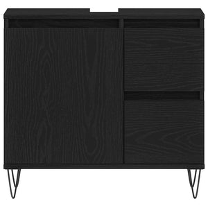 Badrumsskåp med handfat med låda Svart Ek 65 x 33 x 60 cm