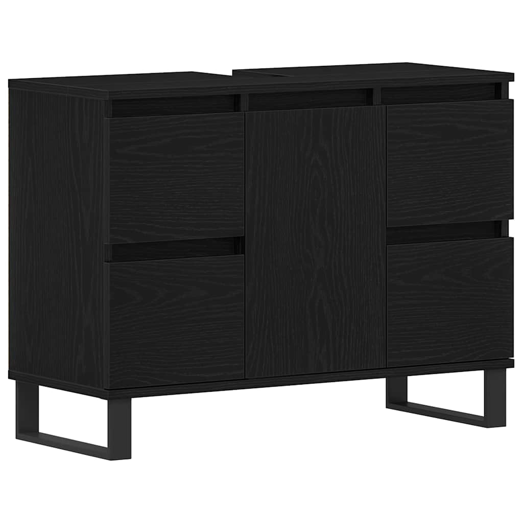 Badrumsskåp Svart Ek 80 x 33 x 60 cm Konstruerat trä