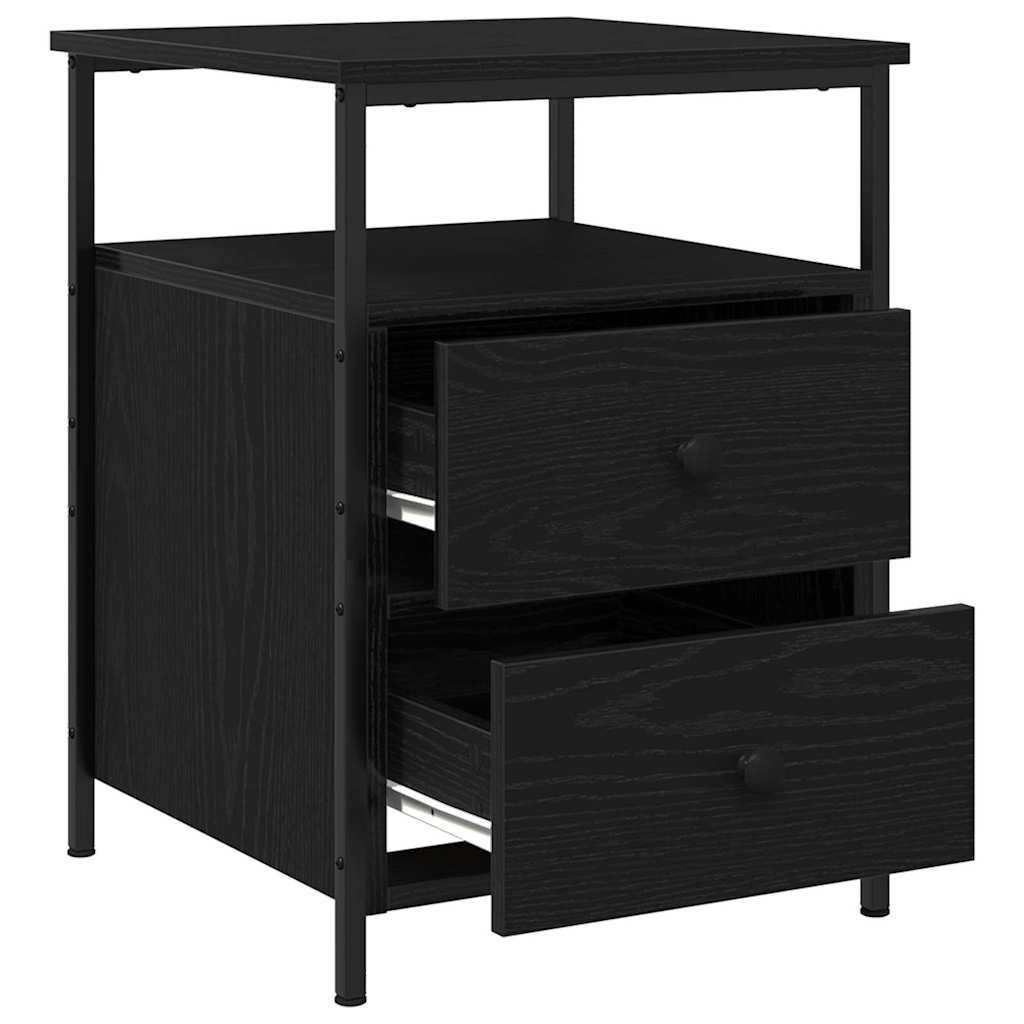 Nattduksbord 2 pcs Svart Ek 34 x 35,5 x 50 cm Konstruerat trä