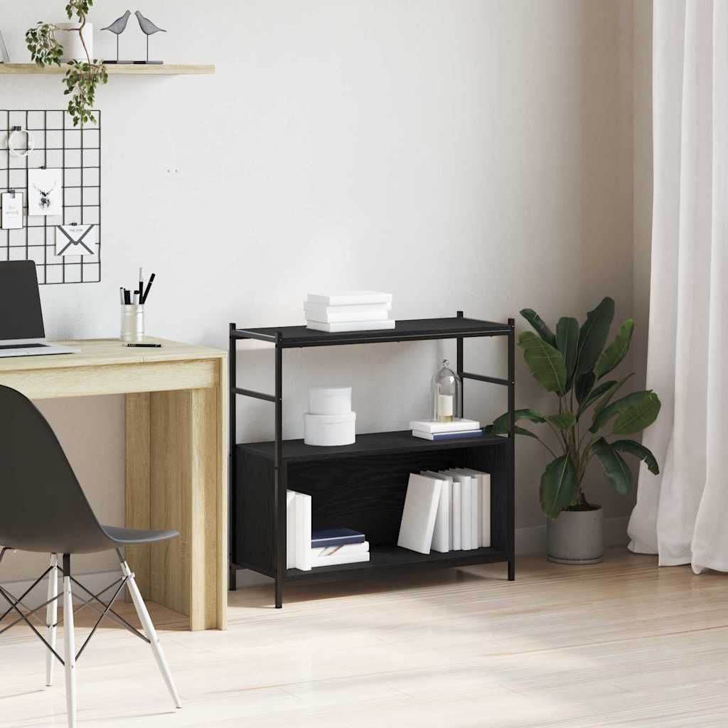 Hyllsystem 80 x 30 x 78,5 cm Konstruerat trä Svart Ek