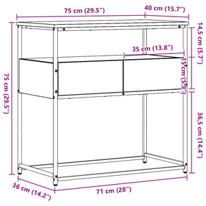 Konsolbord med låda Gammalt trä 75 x 40 x 75 cm Konstruerat trä