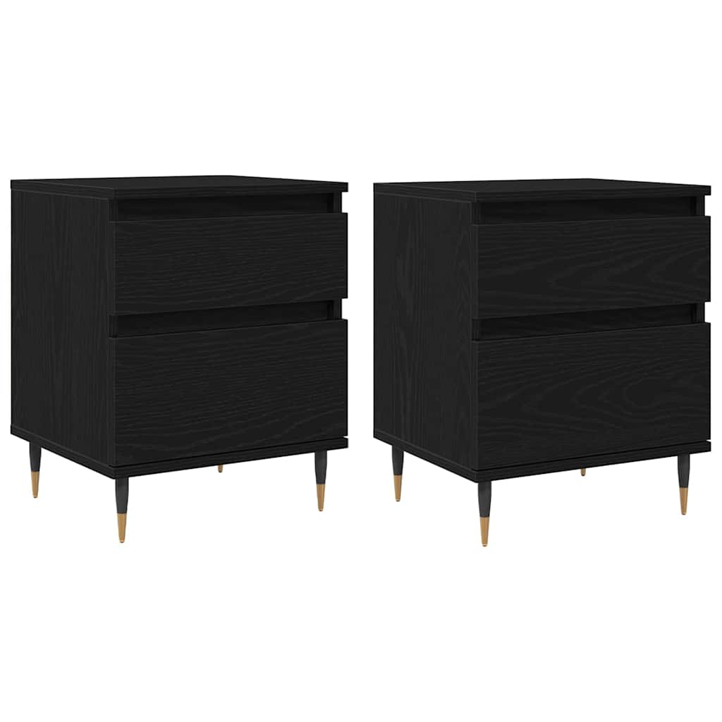 Nattduksbord 2 pcs Svart Ek 40 x 35 x 50 cm Konstruerat trä