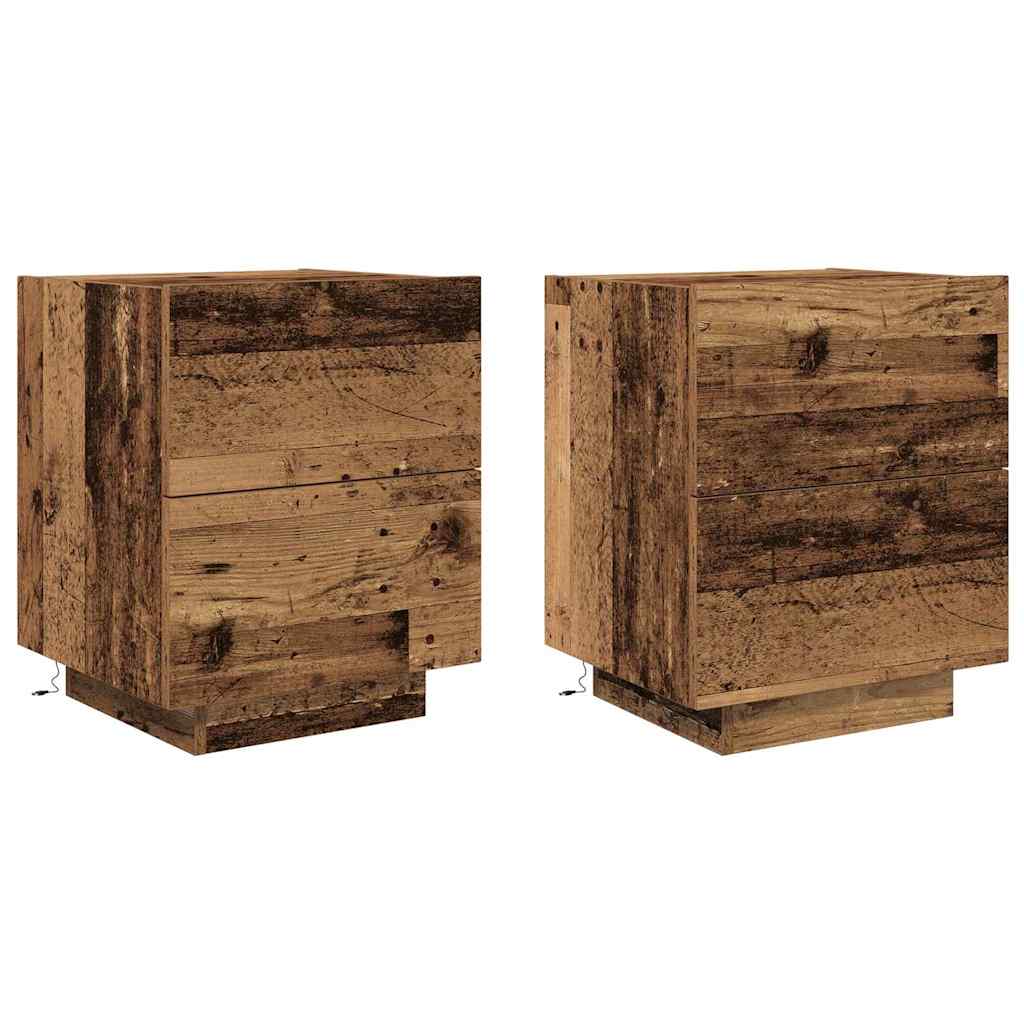 Nattduksbord 2 pcs Gammalt trä 45 x 40 x 55 cm Konstruerat trä